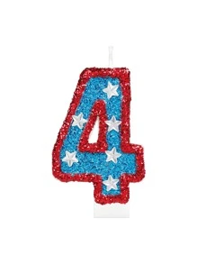 1pc Birthday Number Candle Red And Blue Sequin Number 0-9 Candle American Flag Perfect For Independence Day And Element Party Supplies Cake Decorations,Christmas