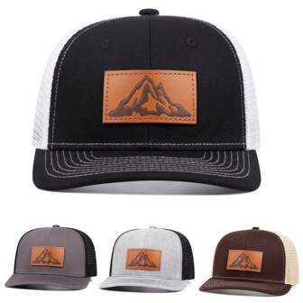 2024 New Fashion American Flag Mountain Range Labeling Hat Breathable Mesh Cap Outdoor Sports Trucker Cap For Men Fashion Golf Cap Sun Visor Cap For Women