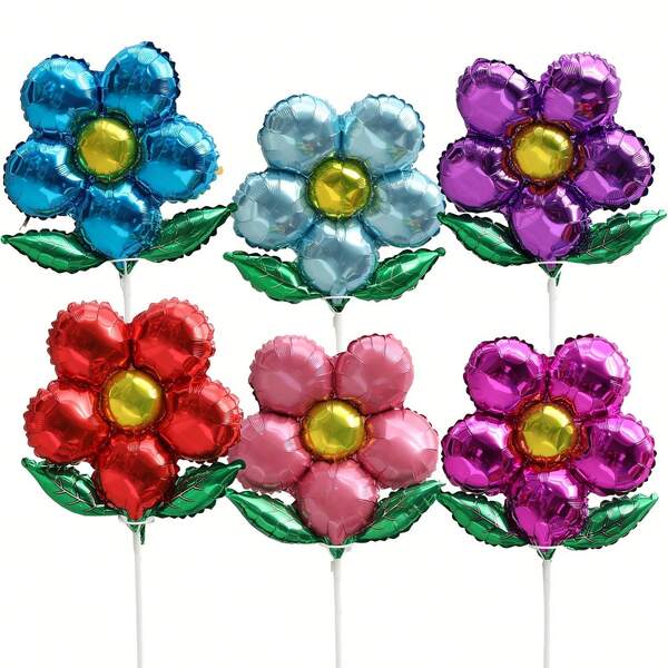 6 Balões de Folha de Alumínio em Forma de Flor Bonita, Adequados para Casamentos, Festas de Aniversário e Feriados, Festas Temáticas de Verão, Festas Temáticas de Flores, Festas Temáticas de Jardim, Festas de Aniversário, Festas de Formatura