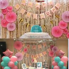 6 piezas Abanicos de papel plegables para decoración, ideales para decorar escaparates, fondo de bodas, pared de flores, decoración de fiestas de cumpleaños y revelación del género del bebé - Multicolor - Ver 6