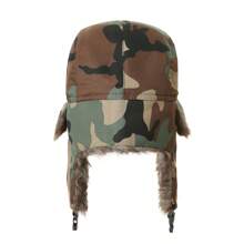 1 Pc Men's/Women's Camouflage Winter Thickened Warm Ear Protection Hat With Flap, Perfect For Outdoor Activities Or Skiing Vintage Leisure