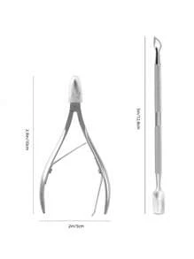 2pcs/Set Stainless Steel Dead Skin Cuticle Clippers And Pusher Nail Art Tool Set