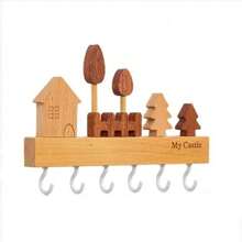 1 Set Simple And Cute Style Solid Wood Key Hook, Three-Dimensional Design Wall Cabinet Nail Free Hook For Wall Decoration