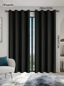 1 pieza/2 piezas Cortina térmica con recubrimiento aislante negro, adecuada para sala de estar, dormitorio, cocina, baño, decoración del hogar, decoración de habitaciones