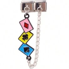 1pc Italy Style Stainless Steel Poker Charm Bracelet Component Cute And Detachable Suitable For DIY Making - Multicolor - View 4