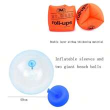 Set de 2 piezas de bola inflable (bola de playa gigante y flotador de agua) para juego al aire libre para hombres y mujeres (envío de color aleatorio) - Multicolor - Ver 2