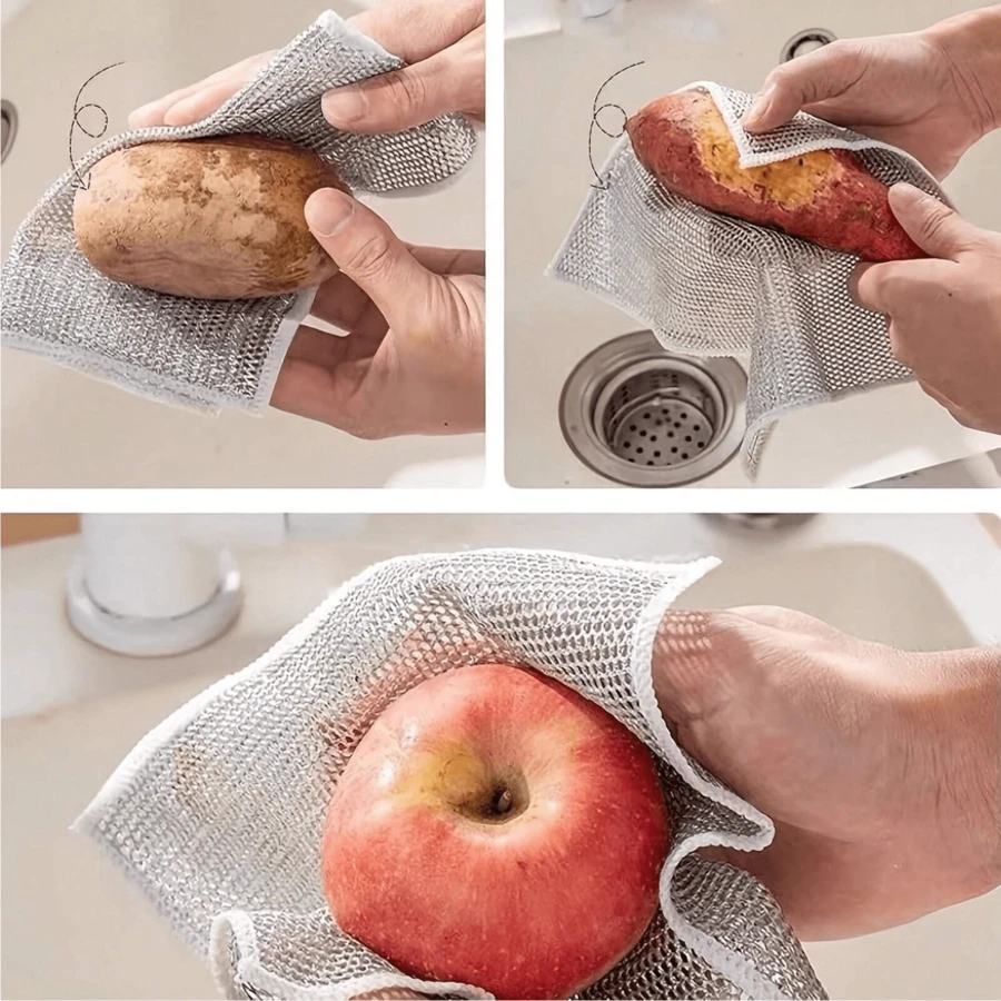 10入組器具清潔組合，適用於洗碗機和廚房爐具，包括網格毛巾、防黏且無油洗碗布、油煙機罩、鍋子和水槽清潔布、除脂劑和露營廚房清潔用品 - 銀色 - 查看 1