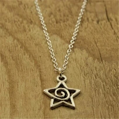 Fashion Antique Silver Color Star Swirl Pendant Necklace For Women Cute Star Jewelry Party Gifts