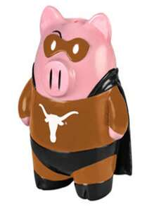 Texas Longhorns Piggy Bank - Large Stand Up Superhero - 彩色 - 查看 1