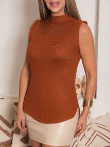 Women Sweater Vests - 棕色 - 查看 1