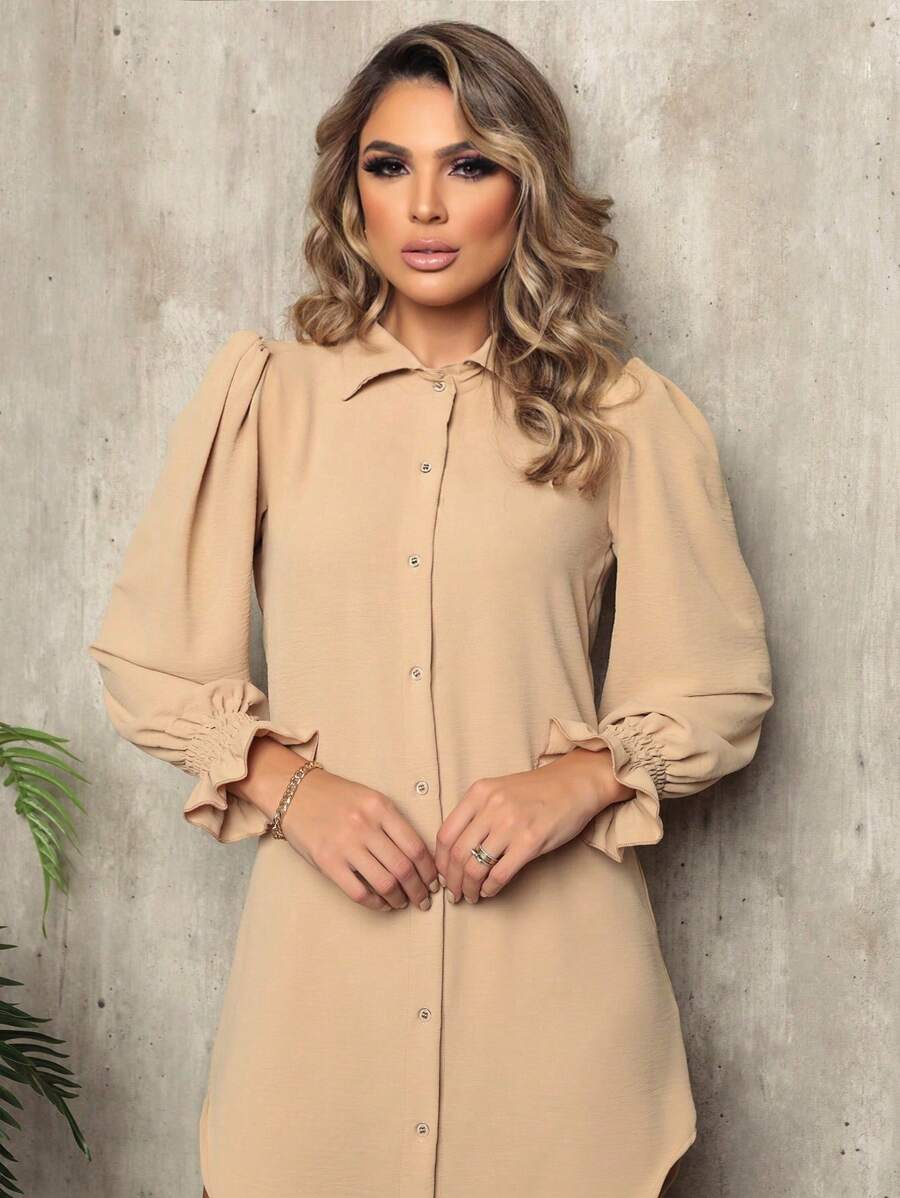 Women Short Dresses - Màu be - Xem 1