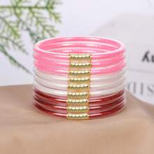 9pcs Shiny Jelly Bracelets, Women's Lucky Symbol Silicone Bracelets - Multicolor - View 13