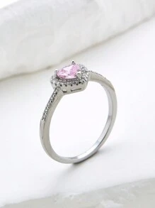 1pc 925 Sterling Silver Ring With Colored Zirconia Stone, Elegant Gift For Women On Valentine's Day, Birthday, Jewelry - Silver - View 4