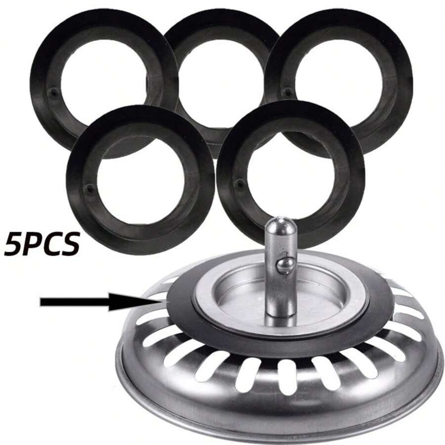 5pcs Sink Drain Seal Ring, Rubber Gasket For Drainage Basket Filter