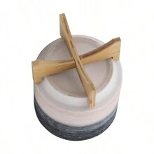 CERAMIC, S/2 8/10" PLANTER ON WOODEN STAND, GRAY - 彩色 - 查看 6