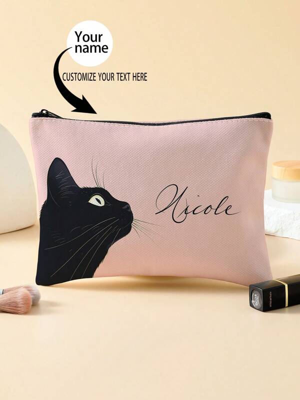 Nueva bolsa de cosméticos, bolsa de cosméticos personalizada con foto, se puede personalizar con un diseño único, la bolsa de cosméticos liviana e impermeable de lona con cremallera también es perfecta para monedero, estuche de lápices, ideal para compras, citas, vacaciones, viajes, festivales, fiestas o como regalo de regreso a la escuela