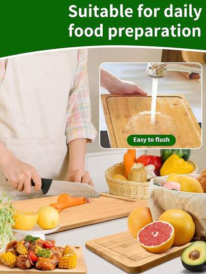 1/2/3pcs Bamboo Cutting Board, Kitchen Accessories, Chopping Board, Natural Bamboo Material, Kitchen, Kitchen Supplies, Kitchen Tools, Kitchen Utensils, Kitchen Accessories, Suitable For Camping, Wedding Gift, Christmas Gift, Camping Gear, Christmas, Teacher Gift, Friends, Family Gift