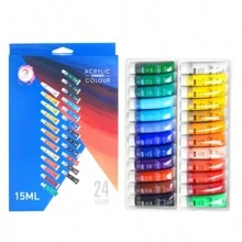 12/24 Màu, Bộ Sơn Acrylic, Dụng Cụ Vẽ Tranh 15ml, Sơn Acrylic Cho Người Mới Bắt Đầu Và Nghệ Sĩ Chuyên Nghiệp - Nhiều màu - Xem 7