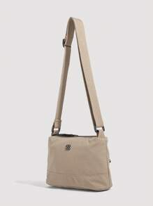 新款背包，初高中男女學生大容量便攜式肩帶多功能收納袋 - 卡其色 - 查看 4