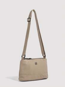 新款背包，初高中男女學生大容量便攜式肩帶多功能收納袋 - 卡其色 - 查看 2