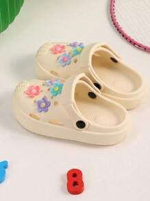New Cute Baby/Toddler Flower Decor Breathable EVA Two-Way Wear Children Sandals/Beach Slippers - Beige - View 4