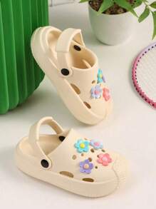 New Cute Baby/Toddler Flower Decor Breathable EVA Two-Way Wear Children Sandals/Beach Slippers - Beige - View 2