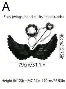 3pcs Angel Wings Costume Decoration, Swallow Shaped White Feathered Wings, Costume Party Props,Halloween Costume Angel Halo Prom