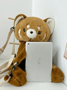 1pc Small Panda Plush Messenger Bag Crossbody Backpack For Women, School Backpack - Brown - View 7