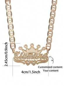 Customized Double-Layer Car Accessory Flower Crown English Alphabet Letter Personalized Car Name Necklace, Festival Gift, Suitable For Any Occasion Stylish,Fall Fashion,Contracted,Simple,Casual,Cuties Custom,Personalized,Unique Ideal Gifts For Her Girlfriend,Mom,Family,Friends,Daughter For Anniversaries,For Valentine's Day,For Mother's Day,For Birthdays,For Graduation,For Daily Wear,For Weddings,For Prom