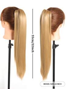 Dark Blonde Claw Clip Ponytail Extensions,18-28 Inch Long Straight Synthetic Ponytail For Women - Multicolor - View 3