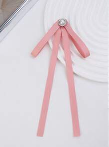 手工製作黑色聚酯太陽花＆珍珠嵌入的蝴蝶結絲帶裝飾時尚百搭女式領花，適用於校服、商務派對、儀式和大學風格的日常穿著 - 黑色 - 查看 7