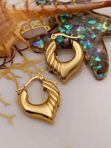 9 Pairs Of Stainless Steel Earrings For Women Large Different Shapes Bamboo Earrings Set Chunky Gold Hoop Earrings Hip Hop Style Fashion Custom Jewelry Party Accessories