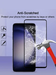 3pcs Full Coverage High Definition Anti-Scratch Anti-Shatter Tempered Glass Screen Protector Compatible With Samsung/Pixel/Honor/OPPO/VIVO/Realme/Infinix, Easy Installation, No Bubbles, High Hardness, Compatible With Cases Waterproof Shockproof Anti-Fall Anti-Fall Anti-Fingerprint - Clear - View 2