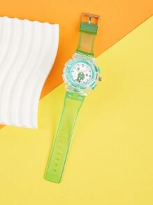 Relógio de criança Relógio Fluorescente Bonito com Dinossauro de Desenho Animado Relógio Eletrônico para Crianças Meninos e Meninas Transparentes e Brilhantes Estilo Minimalista de Moda Casual da Academia Relógio de Quartzo 1 Peça