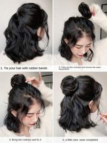 Messy Claw Clip Bun, Softball Hair Piece, Synthetic Wig For Parties And Dances, Suitable For All Women To Add Volume, Single Clip-In Synthetic Wig, Suitable For Halloween Parties And Music Festivals. - Natural Black - View 9
