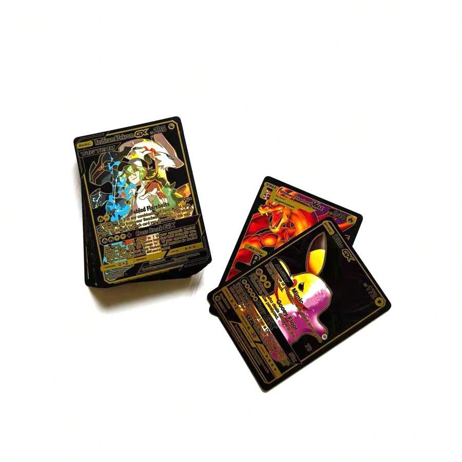 55 Official Cards Collection With 5 Foils In Any Combination And At Least 1 Rarity,55pcs/Set English  Card Gold Collect Game Cards Metalicas Charizard Vmax Gx Series Gold Foil Card (Random Packaging) - Black - View 1