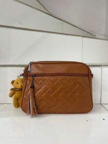 Bolsa Santa Lolla Feminina Tiracolo Transversal Lançamento Emborrachada - Castanho - Visão 1