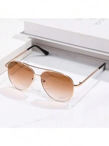 1 pièce Lunettes de mode femme style vintage avec monture métallique ovale et double branche. Parfait pour les vacances.