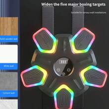 Máquina de boxeo con música y guantes de boxeo, entrenador de boxeo inteligente con Bluetooth montado en la pared, equipo de entrenamiento de boxeo electrónico de objetivo para hacer ejercicio en casa, interior y gimnasio - Multicolor - Ver 5