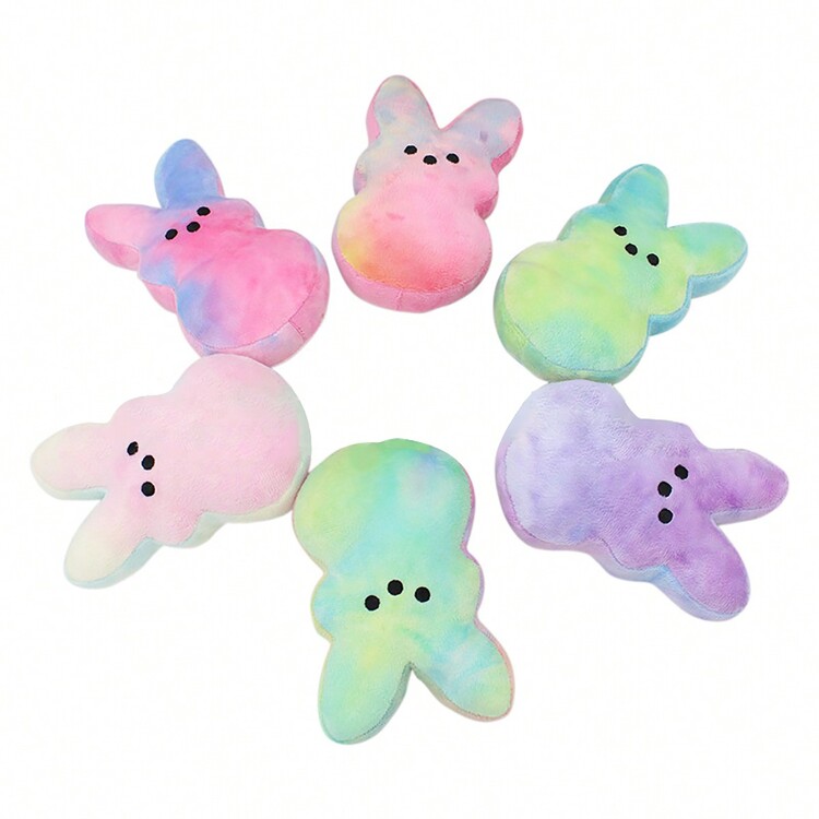 5.9-Inch Easter  Plush Toy Cute Rabbit Peep Easter Toy Soft Plush Animal Doll Easter Basket Rabbit Rabbit Plush Doll (Tie Dye Colors Are Random) - Multicolor - View 6