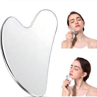 1pc Large Silver Stainless Steel Makeup Spatula Mixing Palette, Designed For Acupuncture Stimulation And Fatigue Relief, Scraping Gua Massage Tool For Face And Body, Makeup Applicator,Beauty,Skin Care Products,Spa,Self Care,Skin Care Tools,Face Care,Esthetician Supplies,Massage,Face Massage Tool,Face Roller