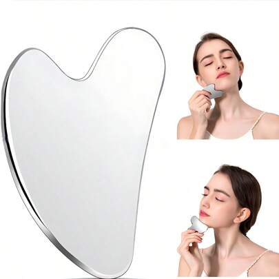 1pc Large Silver Stainless Steel Makeup Spatula Mixing Palette, Designed For Acupuncture Stimulation And Fatigue Relief, Scraping Gua Massage Tool For Face And Body, Makeup Applicator,Beauty,Skin Care Products,Spa,Self Care,Skin Care Tools,Face Care,Esthetician Supplies,Massage,Face Massage Tool,Face Roller