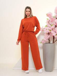 Women Two-Piece Outfits - Màu Cam cháy - Xem 2