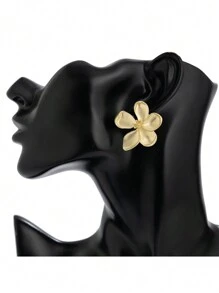 1 对女士时尚夸张大花耳环，金色金属 3D 花形耳饰，适合女性夏季海滩派对装情人节、妈妈、母亲、母亲节、礼物 - 花瓣 - 查看 10