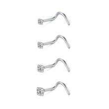 Clous de nez 20g 18g Anneaux de nez Clous de nez en forme de L en acier chirurgical inoxydable avec petit diamant Clous de nez pour femmes et hommes Anneaux de nez tire-bouchon Clous de piercing de nez à vis