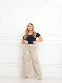 Women Jeans - 米色 - 查看 4