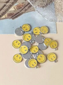 20pcs Mixed Color Zinc Alloy Emoticon Design Bead For Diy Necklace, Bracelet Making