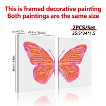 2 SZTUK/ZESTAW Styl Płótno Wall Art Łatwe do powieszenia Różowy motyl Wall Art Canvas Wystrój wnętrz Plakat na ścianę Estetyczny plakat Akwarela Motyl Art Różowy Modny wystrój wnętrz Dziewczyna Plakat na ścianę Estetyczny druk artystyczny (w ramce)