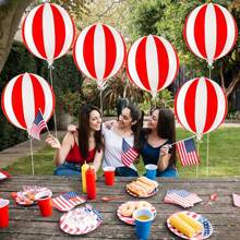 Bóng bay Carnival dùng để trang trí lễ hội - 22 inch, gói 6 quả | Bóng bay sọc đỏ trắng, bóng bay xiếc sọc 4D | Trang trí tiệc theo chủ đề lễ hội, Trang trí tiệc theo chủ đề xiếc, Giáng sinh - đỏ và trắng - Xem 6