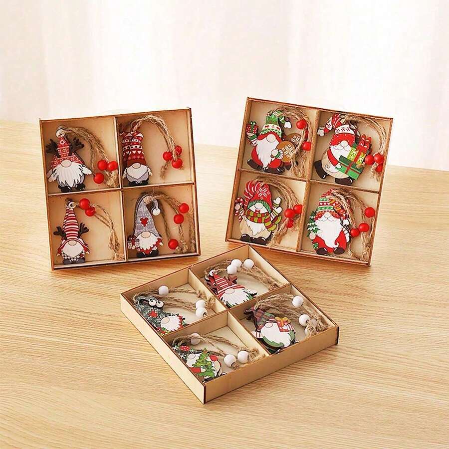 12 đồ trang trí Giáng sinh hình vuông bốn mặt bằng gỗ không có mặt cho người già, đồ trang trí treo cây thông Noel có hộp gỗ đóng gói, đồ trang trí treo làm quà tặng tiệc Giáng sinh, đồ trang trí theo chủ đề tiệc Giáng sinh, đồ trang trí tường nhà, đồ trang trí nhà nông trại, đồ trang trí cây thông Noel.,Giáng sinh - Nhiều màu - Xem 1